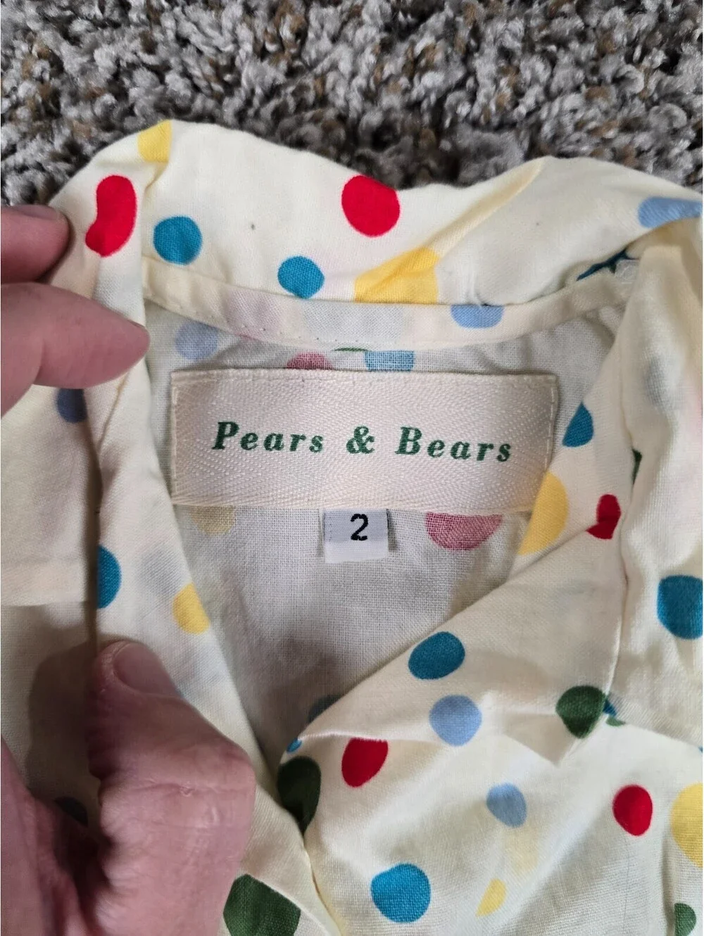 Pears & bears Toddler Girls Sz 2T Long Sleeve Dress Rainbow Polka Dot A Line